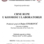 Crne rupe u kosmosu i laboratoriji stojkovic